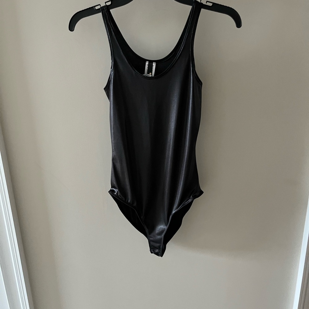 Essential black metallic bodysuit
